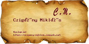 Czigány Miklós névjegykártya